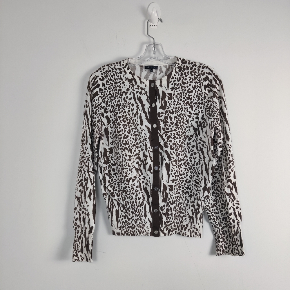 Anne Klein Women's XL Leopard Print Button-Up Cardigan